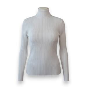 Cato Plus Size Cream Ribbed Turtleneck Sweater 18/20W Stretch Knit